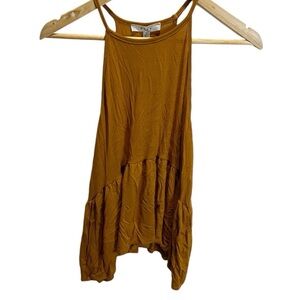 Gaze bohemian ruffle fun tank spaghetti straps rust brown color sz S rayon soft